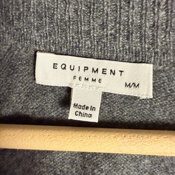 Equipment Madalene Heather Gray 100% Cashmere V-Neck Pullover Sweater Size M - Picture 9 of 10